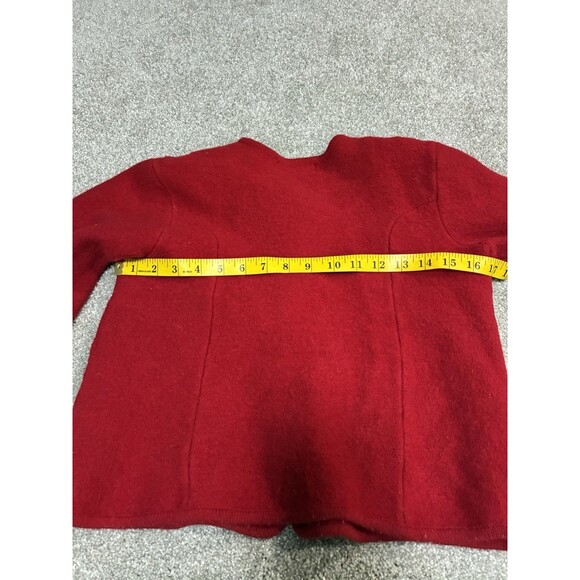 Vintage Requirements Petite 100% Wool Red Cardigan Sweater M Holiday Classic - Picture 9 of 9